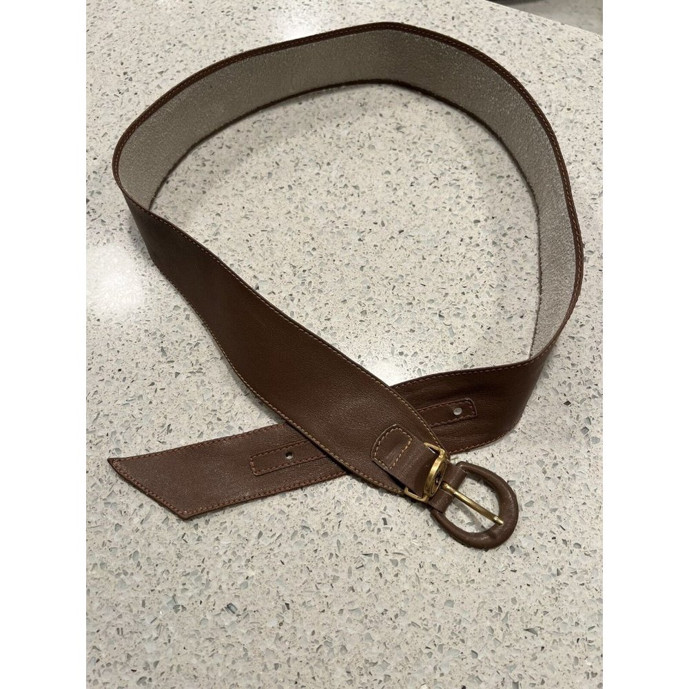 Dior Brown Leather Belt with Gold Buckle
